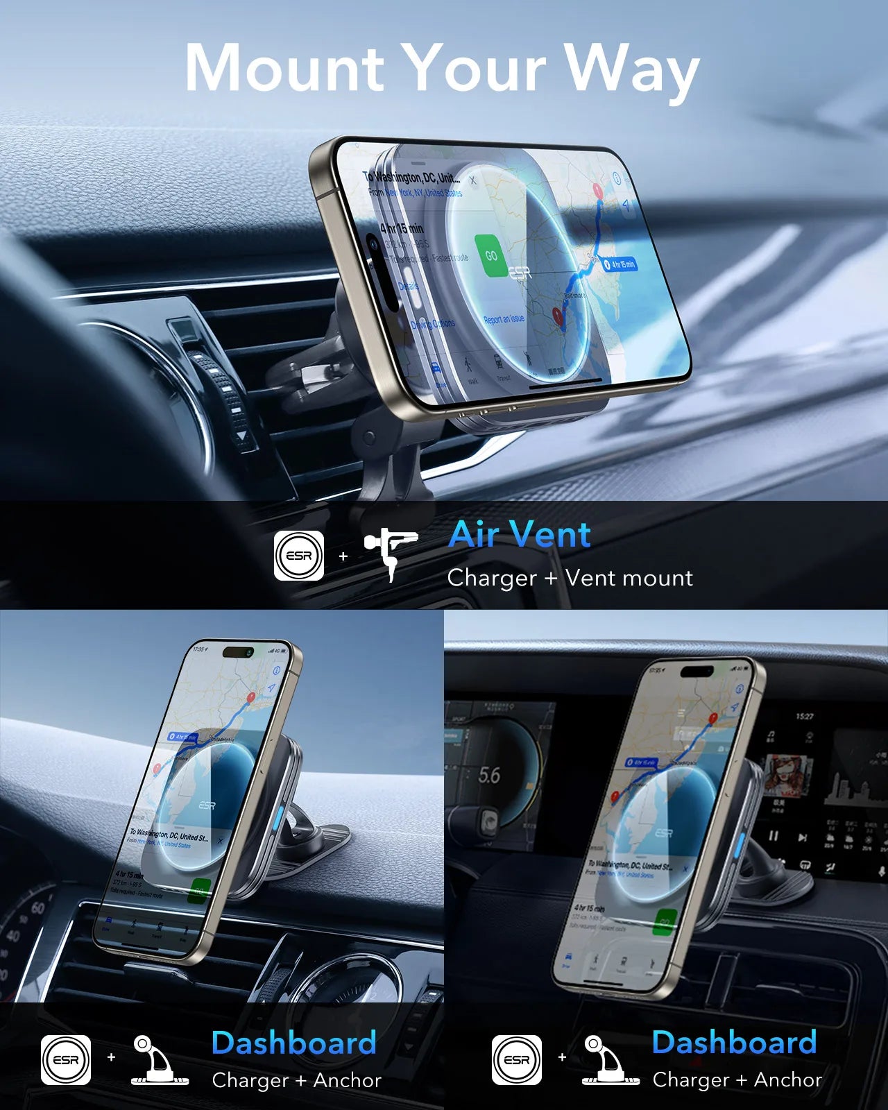 MagSafe Car Mount Charger Qi2-Certified Dashboard  Wireless Car Charger for iPhone 16/15/14/13/12 Car Accessory