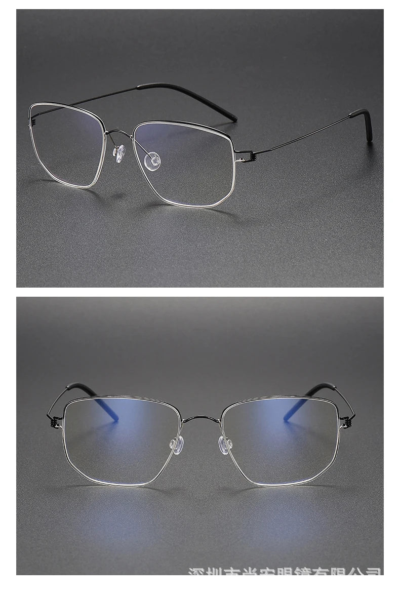Irregular Polygon Titanium Screwless Eyeglasses Frame
