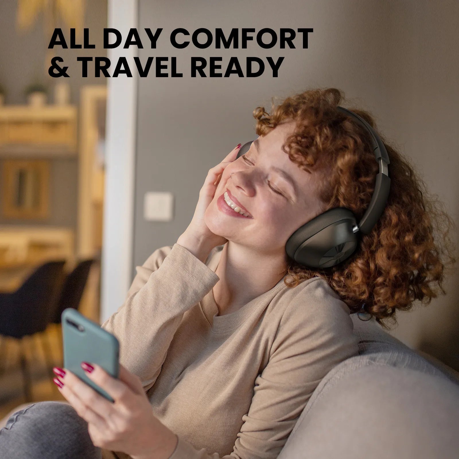 A5 Bluetooth 5.4 Headphones 43dB Hybrid Active Noise Cancelling Over Ear Wireless Headset Hi-Res LDAC Audio With ENC Mic