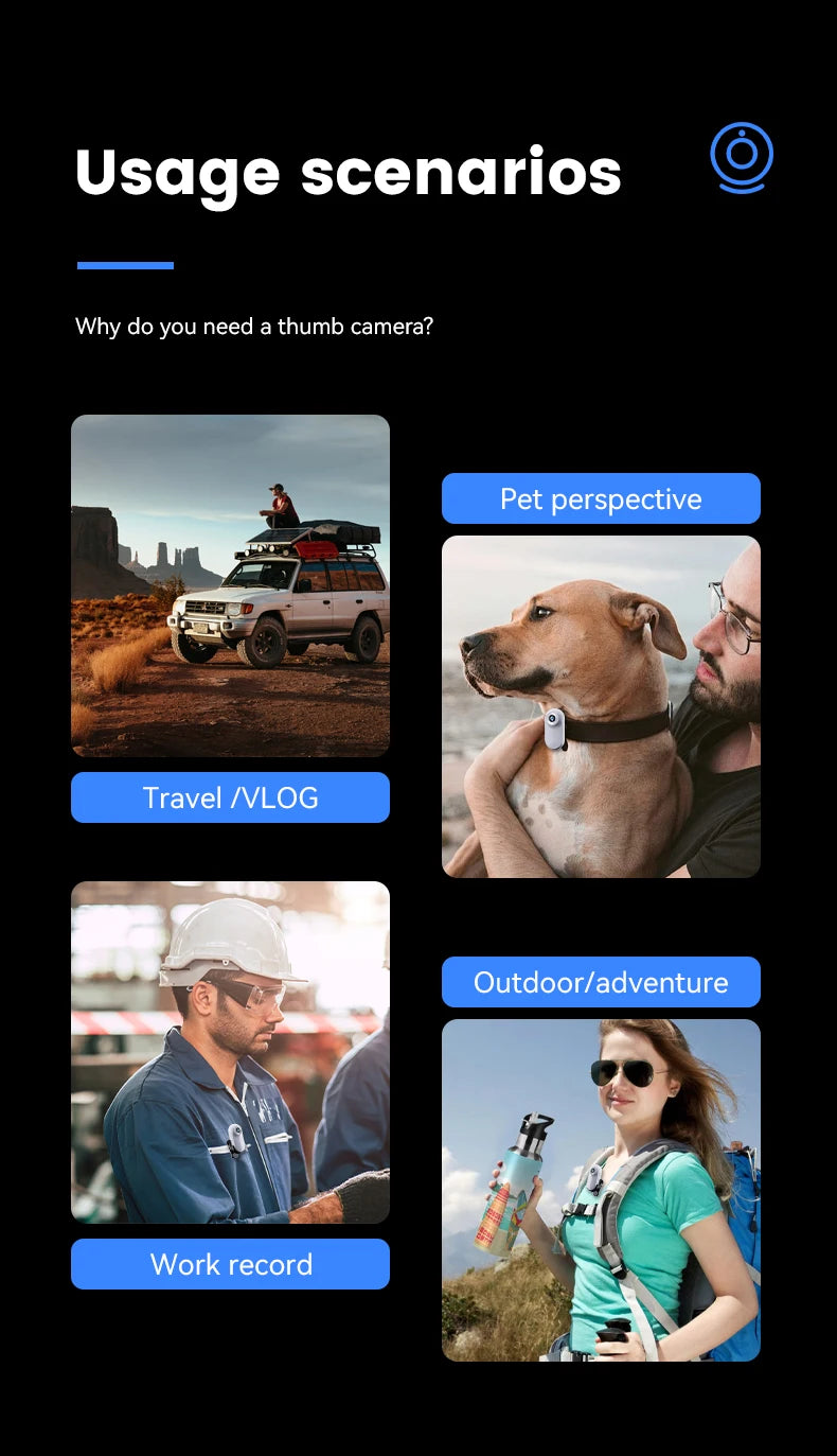 1080P Thumb Camera Portable Mini Action Camera megnetic Attraction Helmet Cam Pet Sport Video Recorder 0.96 Inch Display Bodycam