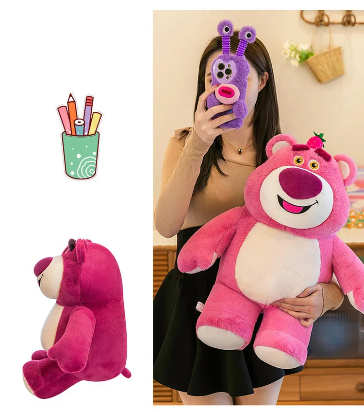 80cm Kawaii Strawberry Bear Plush Toy Bia Size Lotso Stuffed Doll Large Soft Animal Kids Birthday Gift for Girls and Children