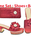 Nigerian Italian Shoes and Bags Set Decorated with Rhinestone Luxury Shoe and Bag Set for Party in Women