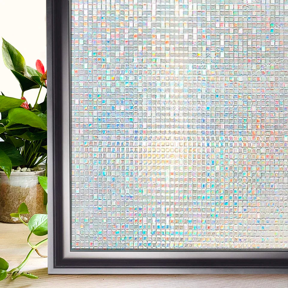 Privacy Window Films No Glue Static Adhesive Glass Film for Decorative Bathroom Living Room Kitchen Rental Apartment Rainbow