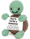 3 Pcs Cute Handmade Knitted Emotional Motivational Turtle Doll Home Room Decoration Funny Crochet Turtle With Positive Card Ornament