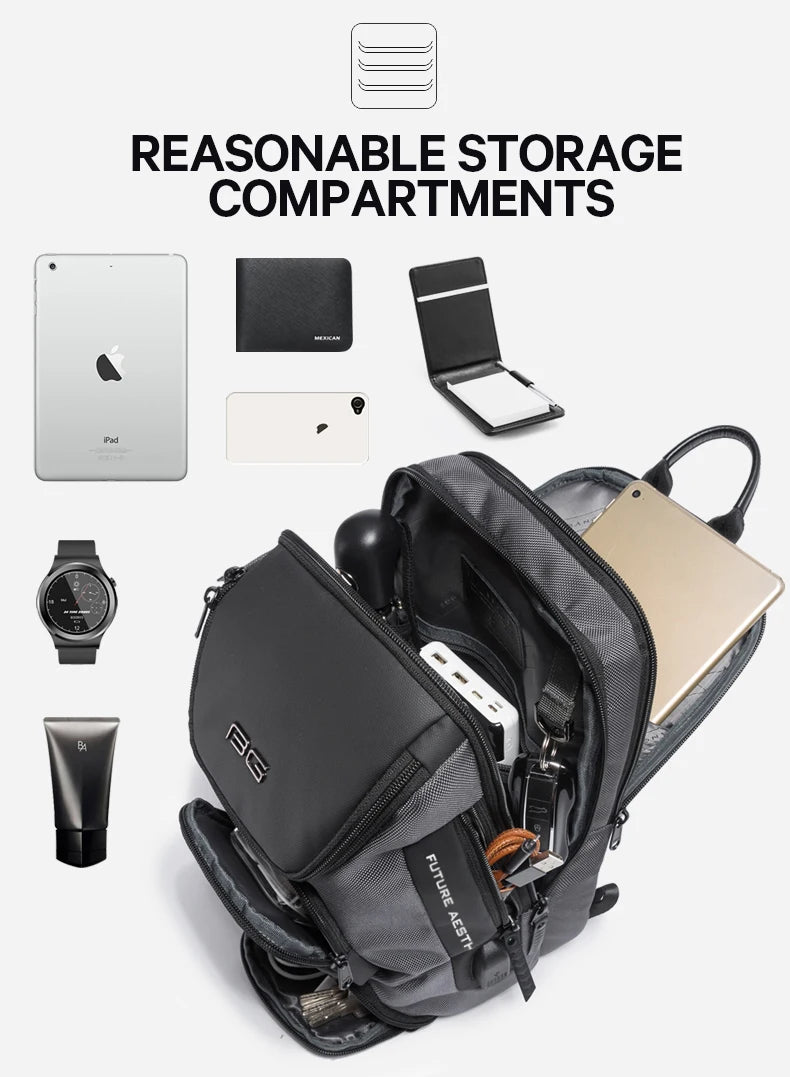 Anti-theft Chest Bag Shoulder Strap USB Rechargeable Crossbody School Gym Pack, Men Sports Waterproof Shoulder Bag