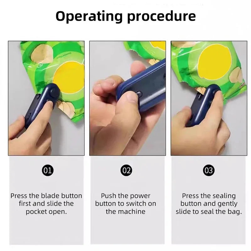Mini USB-C Rechargeable Bag Sealer – Portable Heat Sealer for Snack & Food Packaging, Kitchen Storage Tool