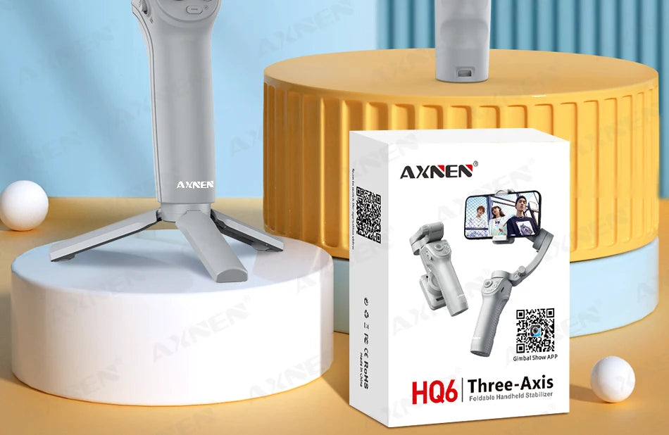 HQ6 3-Axis Gimbal Handheld Stabilizer for Cellphone, with Fill Light, Face Tracking, for iPhone Android Video Recording