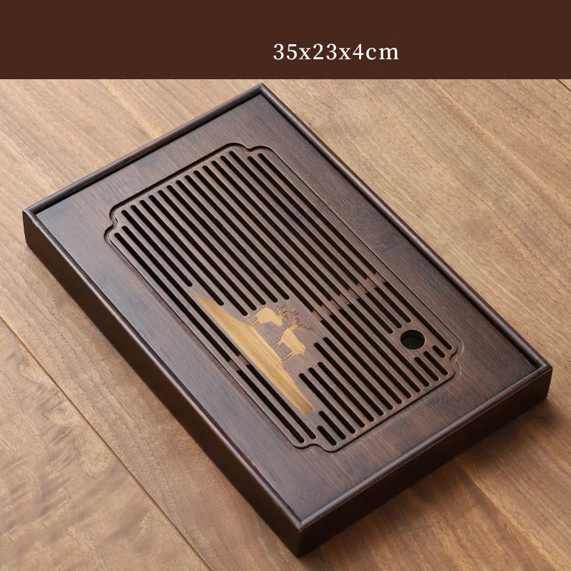 Chinese Natural Bamboo Tea Tray Water Storage Kung Fu Tea Set Household Rectangular Tea Board Chinese Tea Storage Tray