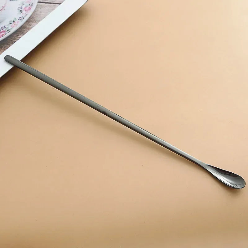 Long Handle Stirring Spoon Stainless Steel Food Grade Coffee Utensil Waterdrop Shape Ice Spoon Honey Cocktail Mixing Bar Tool