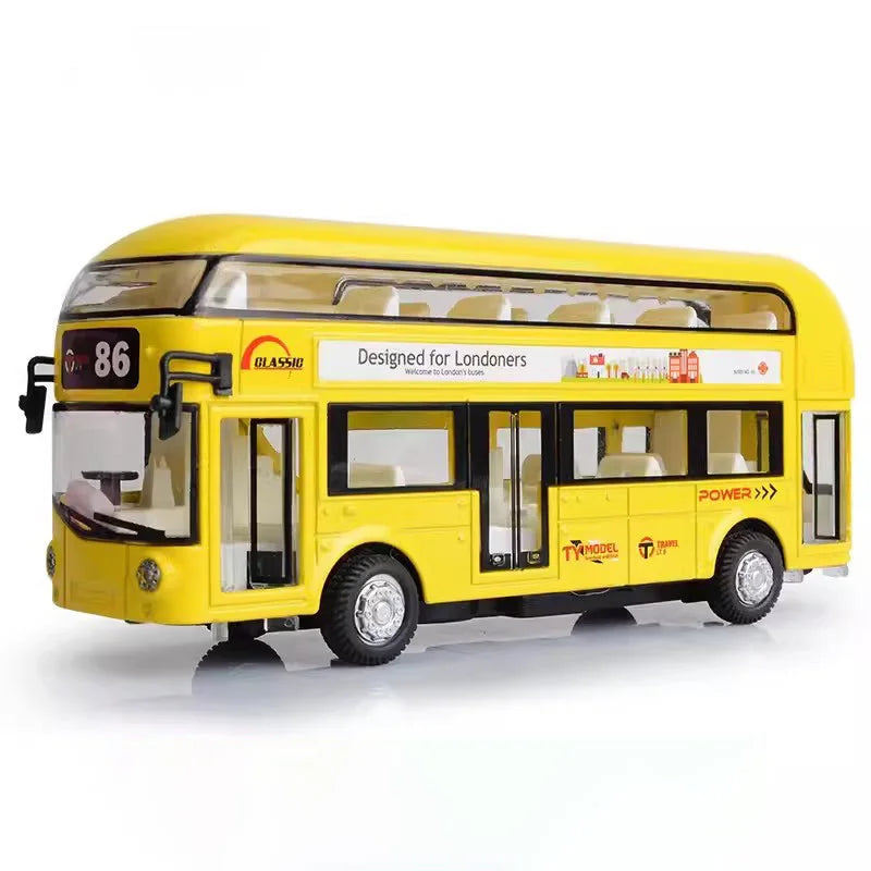 1/36 Double-decker Bus Model Car Toy Alloy Diecast Sound Light Metal Vintage London Autobus Models Toys Collection s Gifts