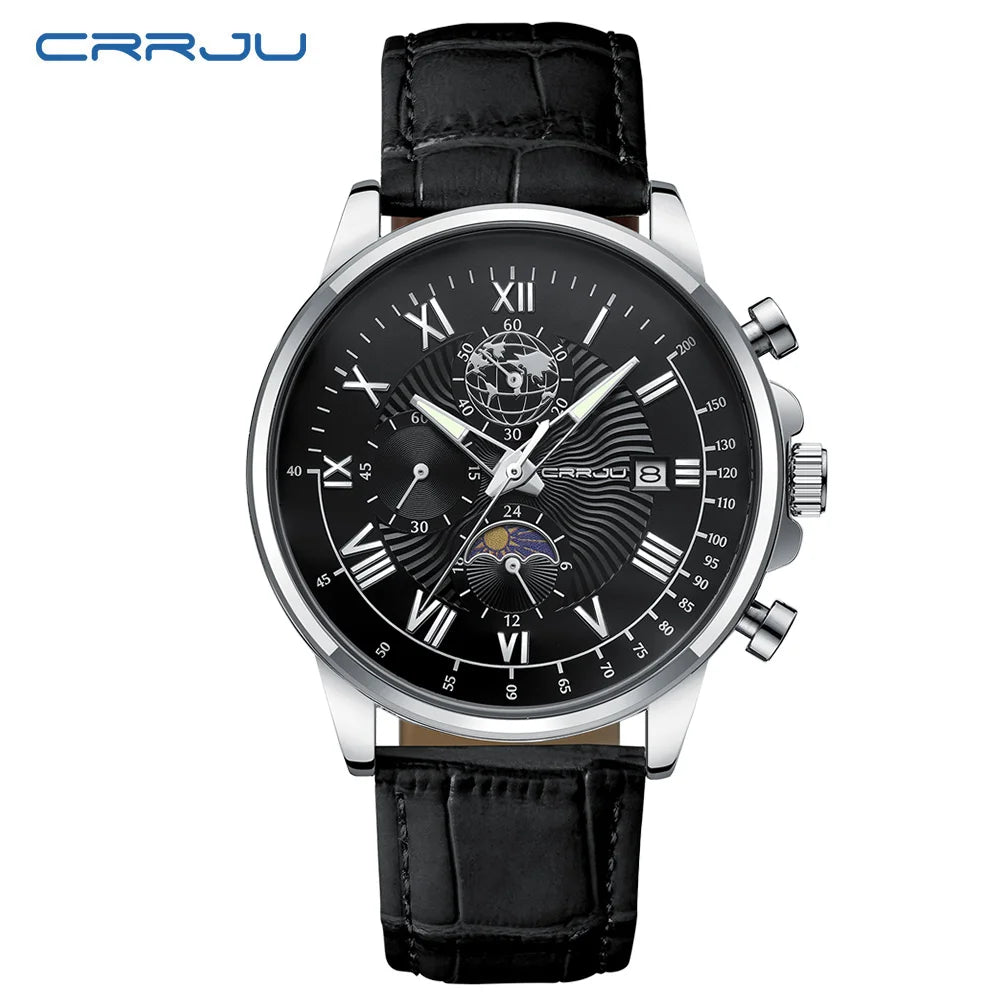 Watch Fashion Business Quartz Watch Sun, Moon and Star Multifunctional Luminous Waterproof Father's Day Gift