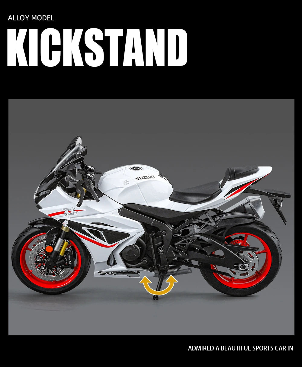 Diecast Suzuki GSX 1000R Racing Motorcycle Model 1 to 9 Scale