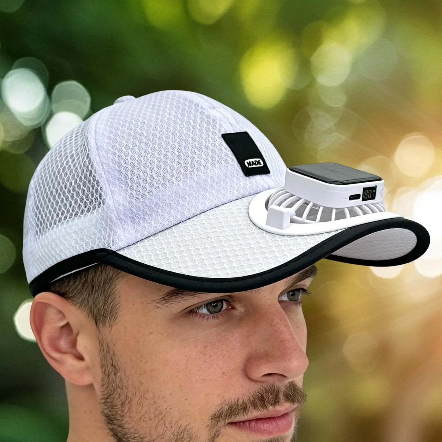 Wide Brim Solar Fan Hat With USB Charging