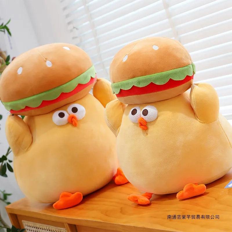 Cartoon Burger And Chicken Plush Toy Soft Throw Pillow