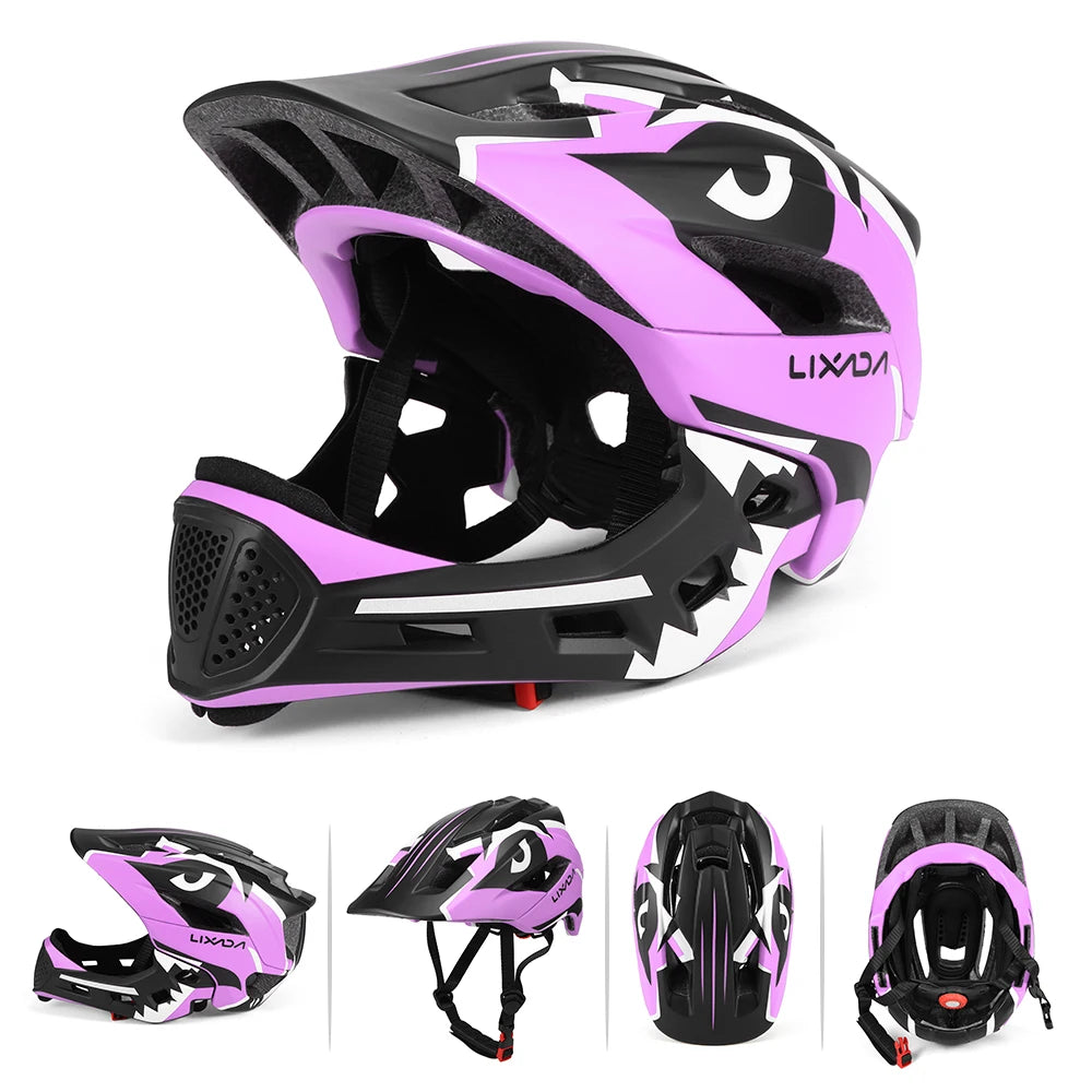 Kids Detachable Full Face Cycling Helmet For Bike Skateboard And Roller Skating