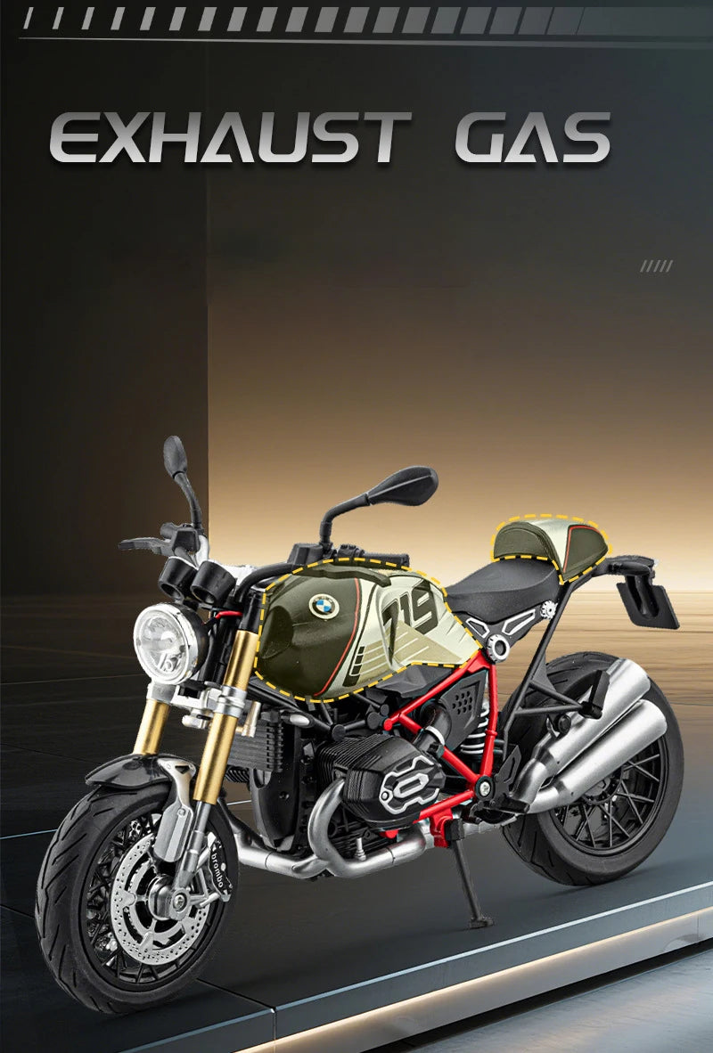 Diecast BMW R Nine T Retro Motorcycle Model 1 to 9 Scale