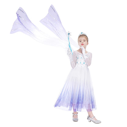 Frozen Princess Elsa Dresses For Girls Costume Kid Cosplay Snow Queen Fantasia Mesh Clothes Carnival Birthday Party Dress