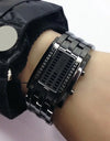 Business Men Stainless Steel Blue Binary Luminous LED Electronic Watch Displays Waterproof Fashion Women Led Watch