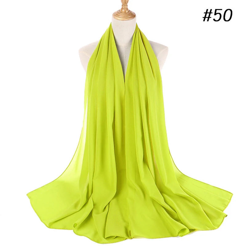 Muslim Chiffon Hijab Women Bubble Chiffon Scarf For Women Ladies Veil Muslim Islam Solid Color Malaysia Wrap Scarves