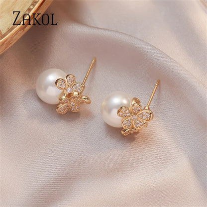 Exquisite Micro Inlay Zircon Flower Stud Earrings