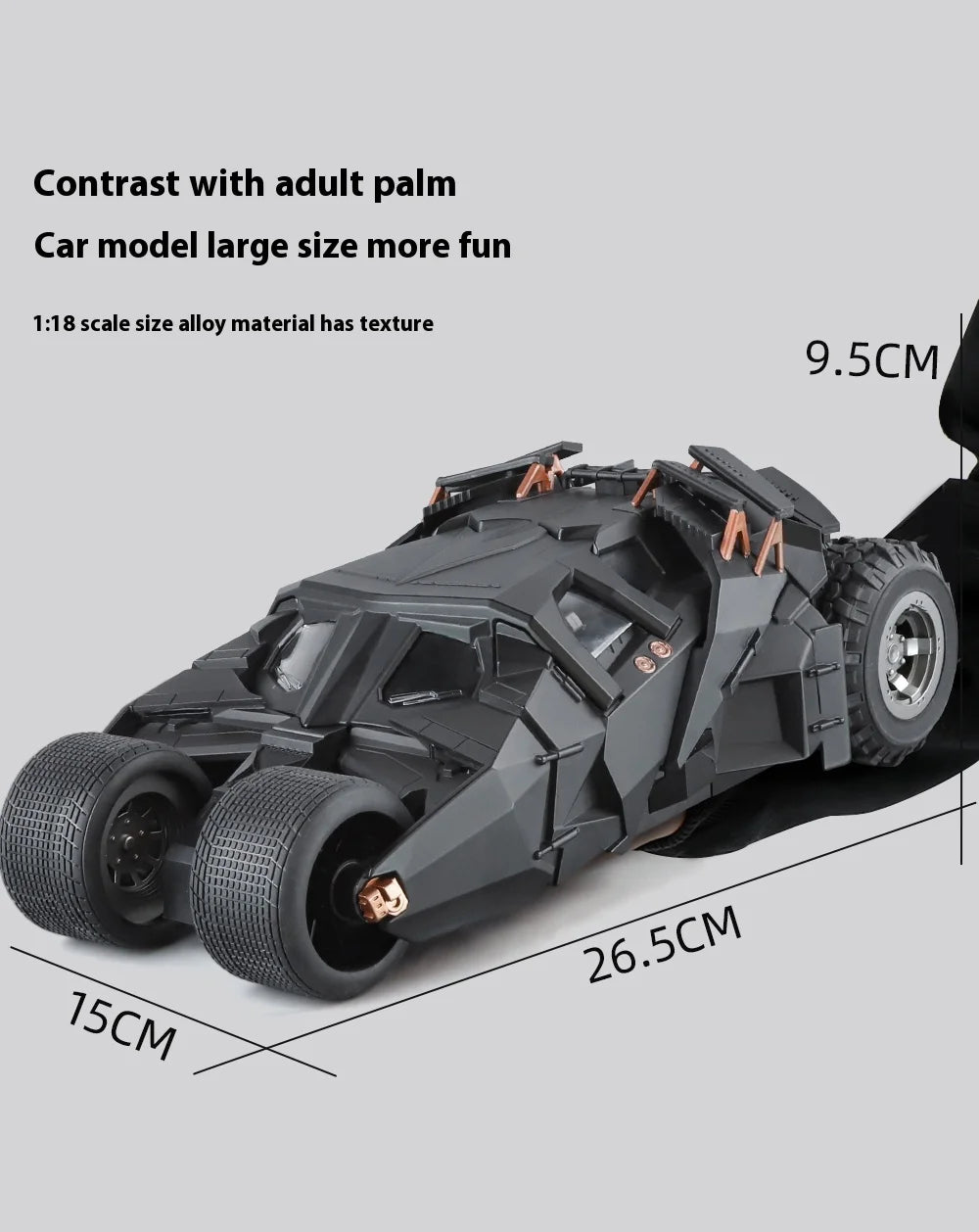 1:18 Batmobile Tumbler Alloy Diecast Model Sound Light Car Spray Function Toy Display Ornament Toys For Gift For