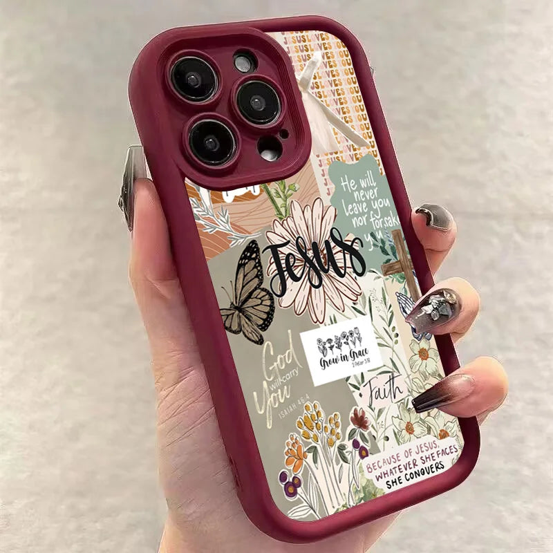 Jesus Collage Pattern Thick Shockproof Phone Case For iPhone 17 16 Pro Max Air 16E 15 14 Cover