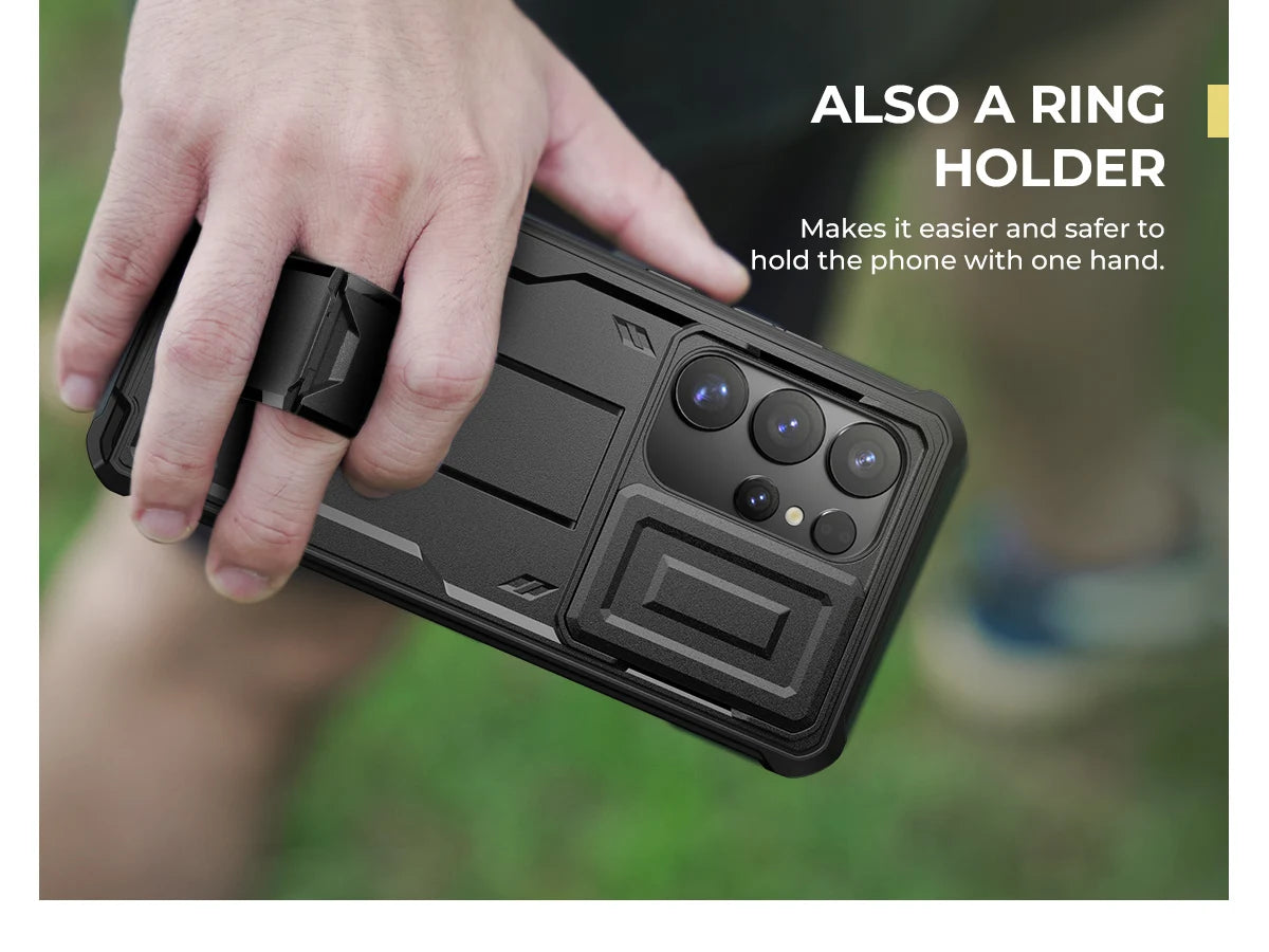 For Samsung Galaxy S25 Ultra 2025 Case Full Body Rugged Case with Camera Cover & Built-in Screen Protector Kickstand Case