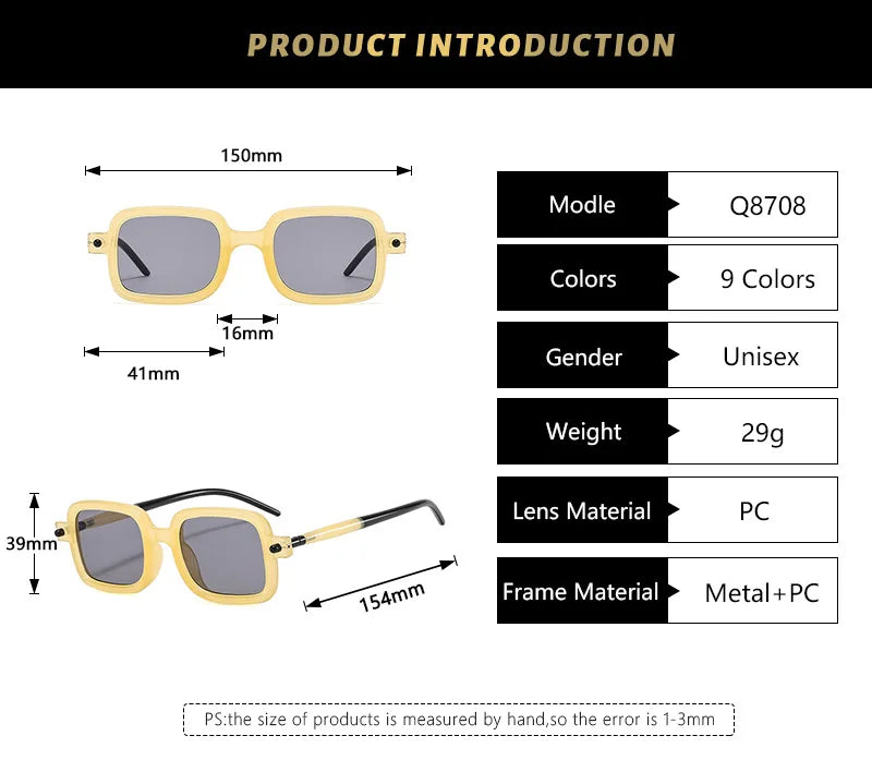 Retro Square Sunglasses With UV400 Protection