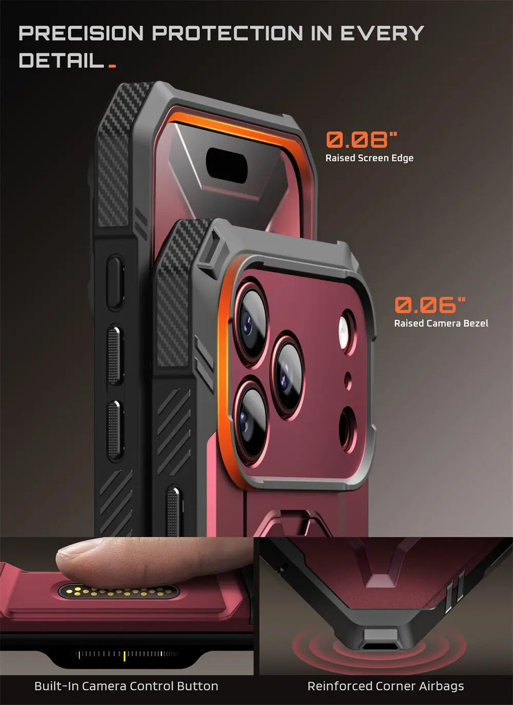 Rugged Magnetic Phone Case with Tempered Glass Screen Protector and Aluminium Kickstand for iPhone 17 Pro Max and iPhone 18 Pro Max