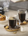 220/300/400ml Double Wall Glass Espresso Cups Clear Coffee Mug With Handle For Hot Cold Beverage Milk Juice Drinkware Set