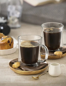 220/300/400ml Double Wall Glass Espresso Cups Clear Coffee Mug With Handle For Hot Cold Beverage Milk Juice Drinkware Set