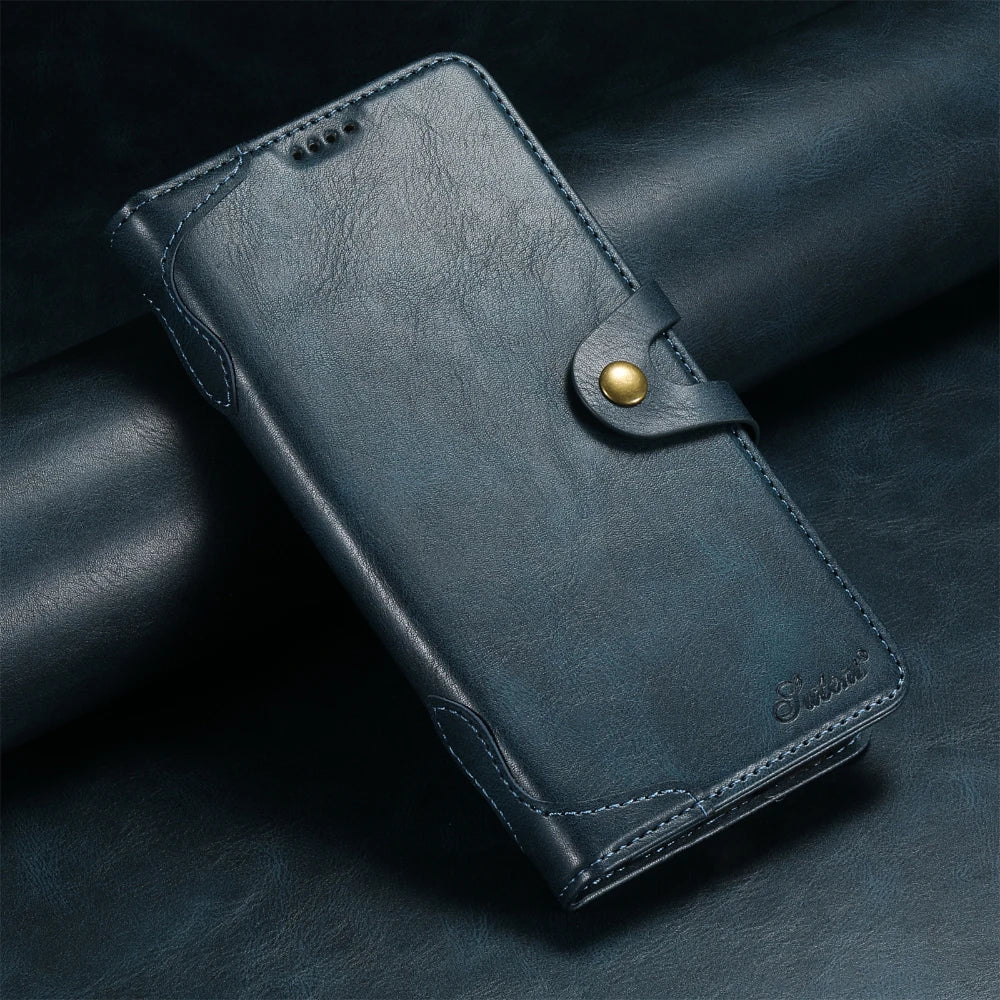 Flip Leather Wallet Phone Case for iPhone 16 15 Pro Max 14 Plus with  Card Slot Holder Cover