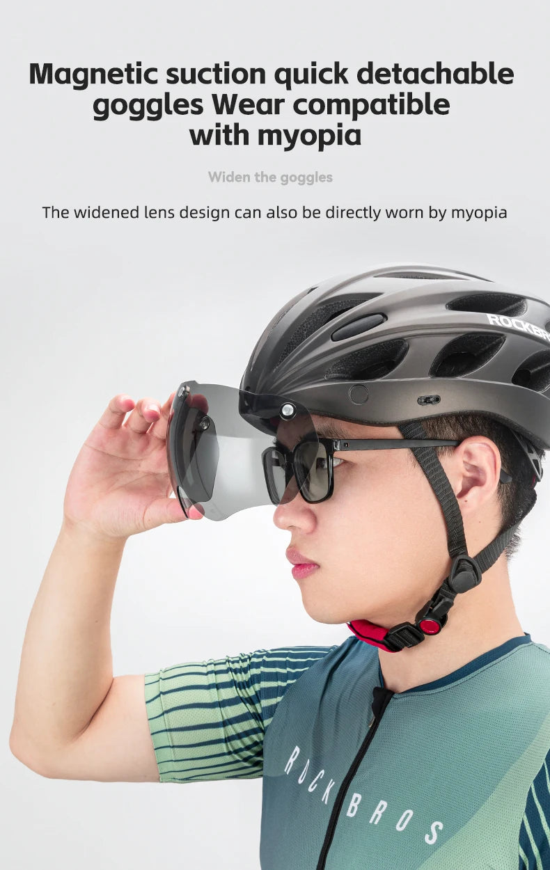 Cycling Helmet With Goggles Visor Brim Adults Riding Bike Helmet Breathable Ultralight MTB Road Bicycle Helmet