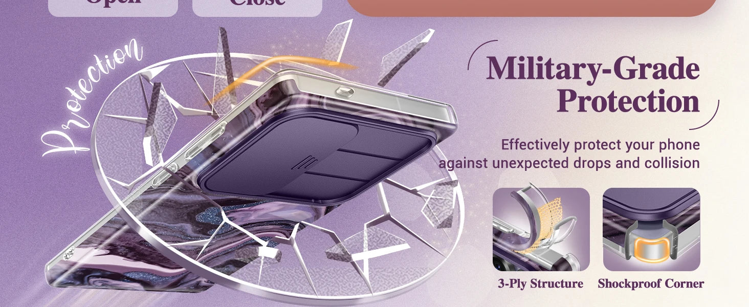 for Samsung Galaxy S25 Ultra Case with Slide Camera Cover Screen Protector Shockproof Drop Protection Marble Phone Cover