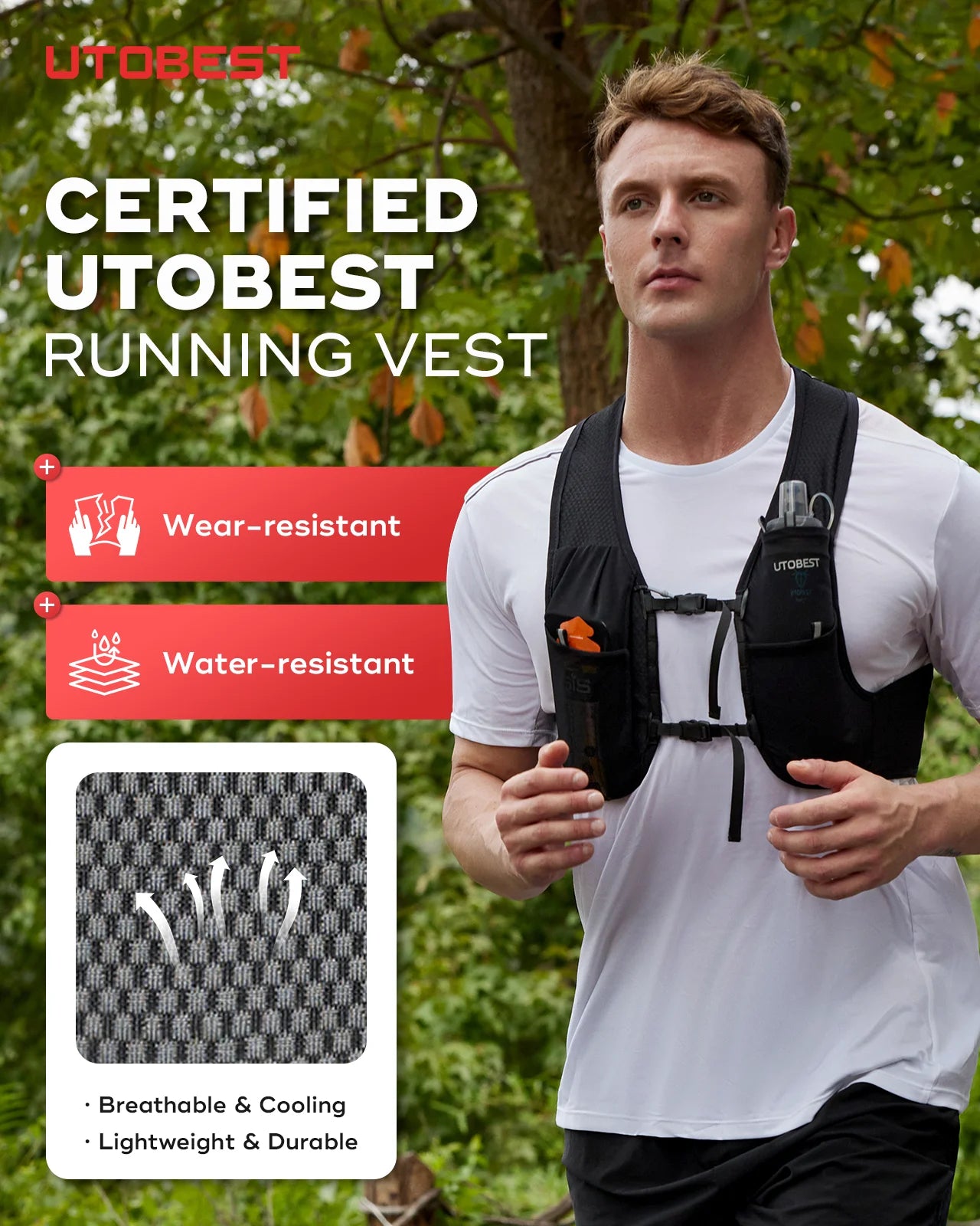 Trail Running Vest Ultra Lightweight Hydration Pack Breathable Functional Pack for Marathon Cycling Hiking