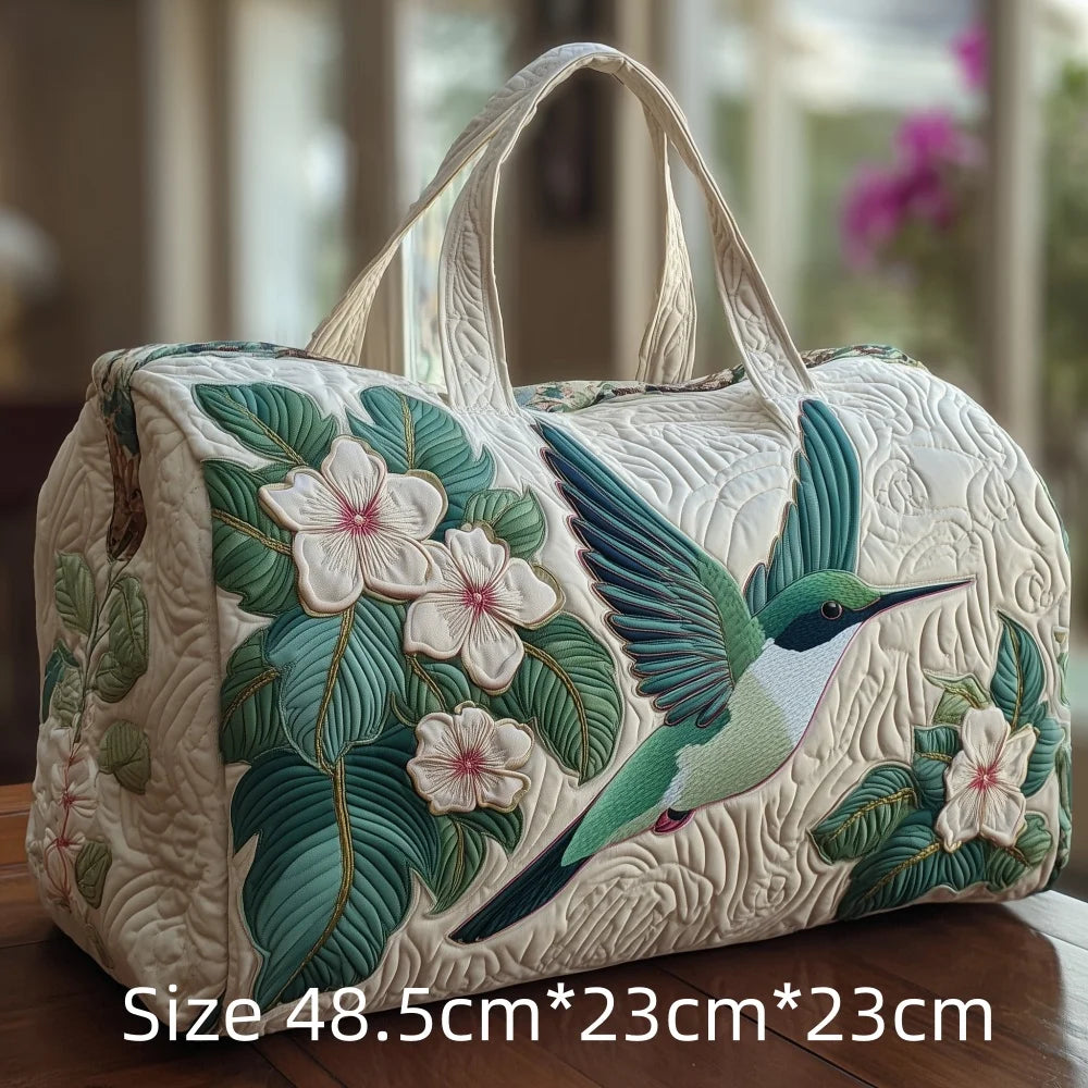 Trending Vintage 3D Quilted Travel Bag Cardinal Bird Floral Printed  Durable Weekend Gym Trip Beach Bag Carry on Tote for Women