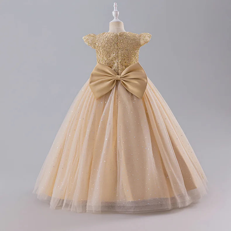 Girls Princess Dress - Fluffy Tulle Ball Gown with Bow Belt First Birthday Party Dress, Flower Girl Wedding Outfit