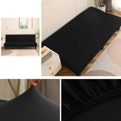 Armless Sofa Covers Elastic Solid Color Sofa Bed Cover Folding Seat Slipcover Dust-proof Stretch Couch Protector for Living Room