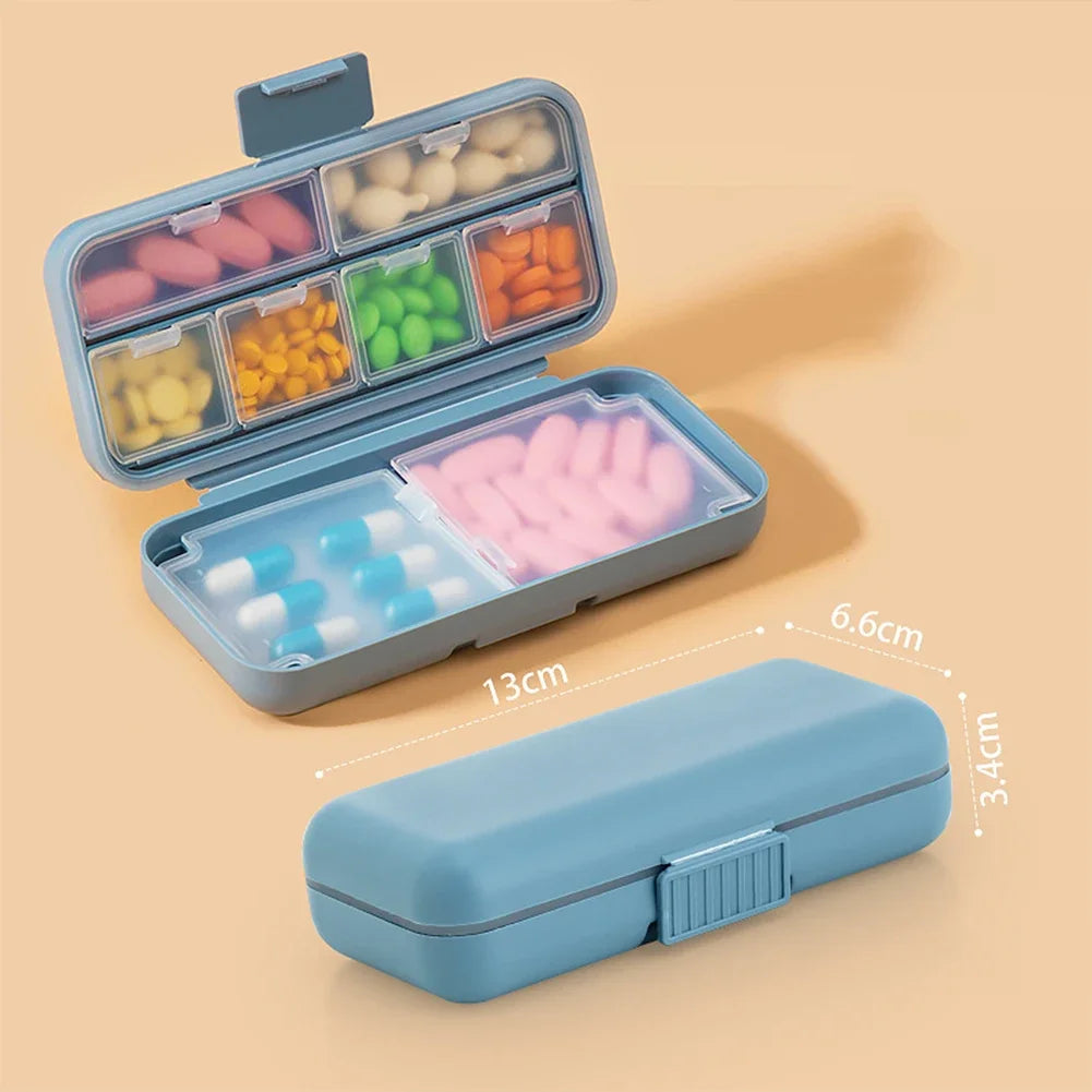 5/8Grid Organizer Container For Tablets Travel Pill box With Seal Ring Small Box For Tablets Wheat Straw Container For Medicines