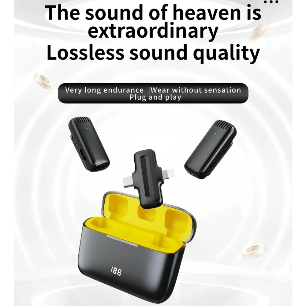 Wireless lavalier microphone/portable charging case microphone/audio and video recording iPhone Android computer live game
