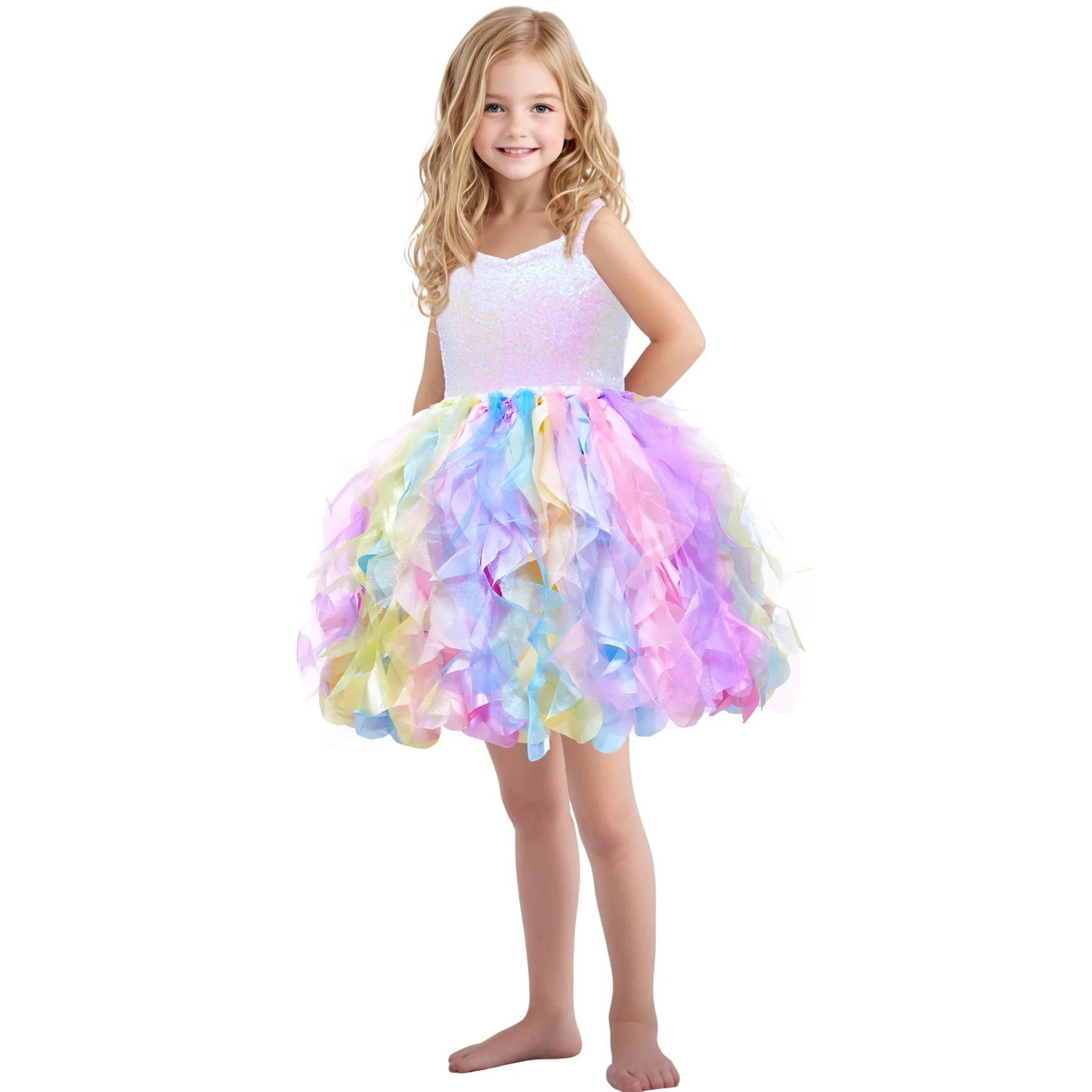 Sequin Pageant Dress with Spiral Hem Birthday Party Gown