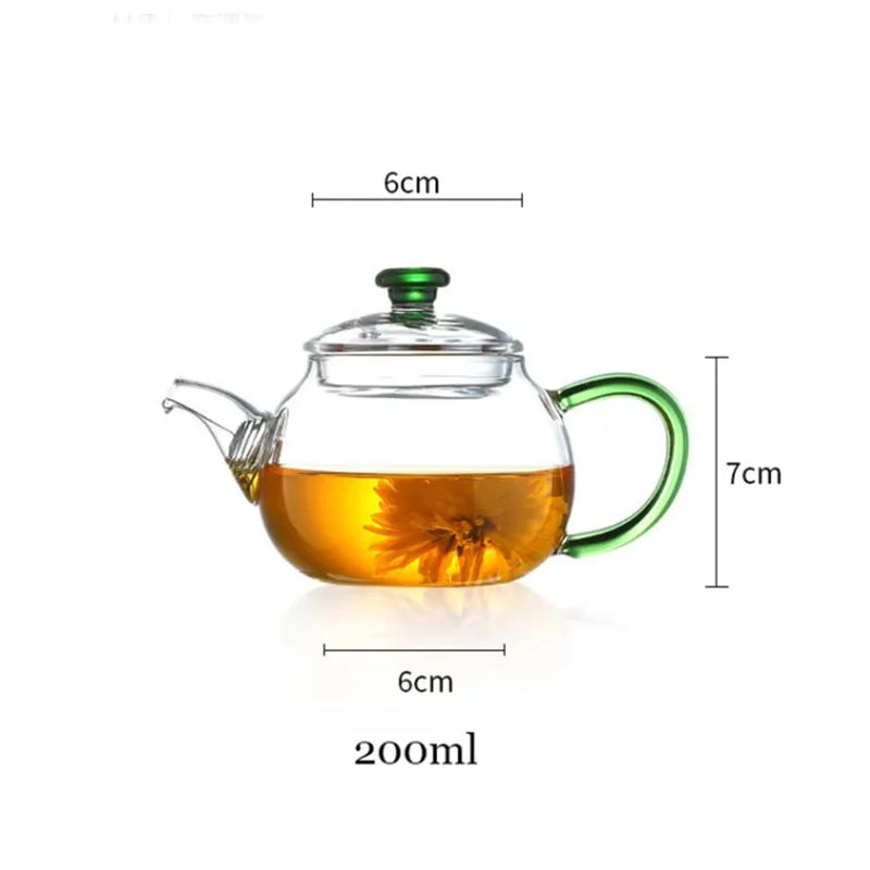 200ml Clear Heat-resistant Small Glass Teapot with Stainless Steel Filter Small Brewing Flower Green Tea Pot Kung Fu Tea Set