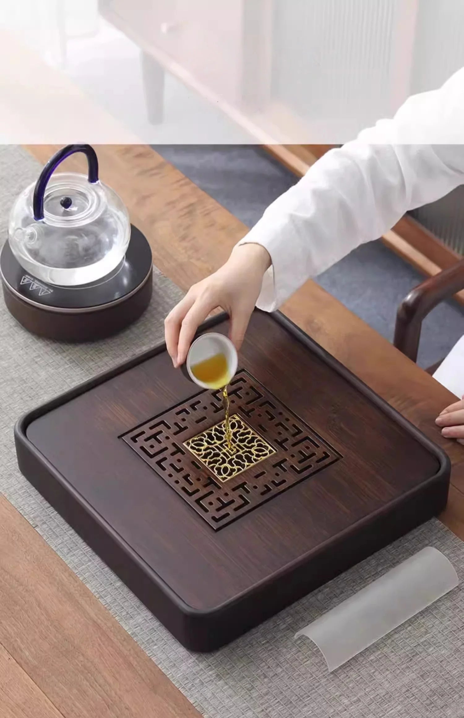 Home And Kitchen Tea Tray Portable Dishes For Tea Ta Kawi Bamboo Rectangle Wooden Tray For Chaban Tea Table Serving Trays