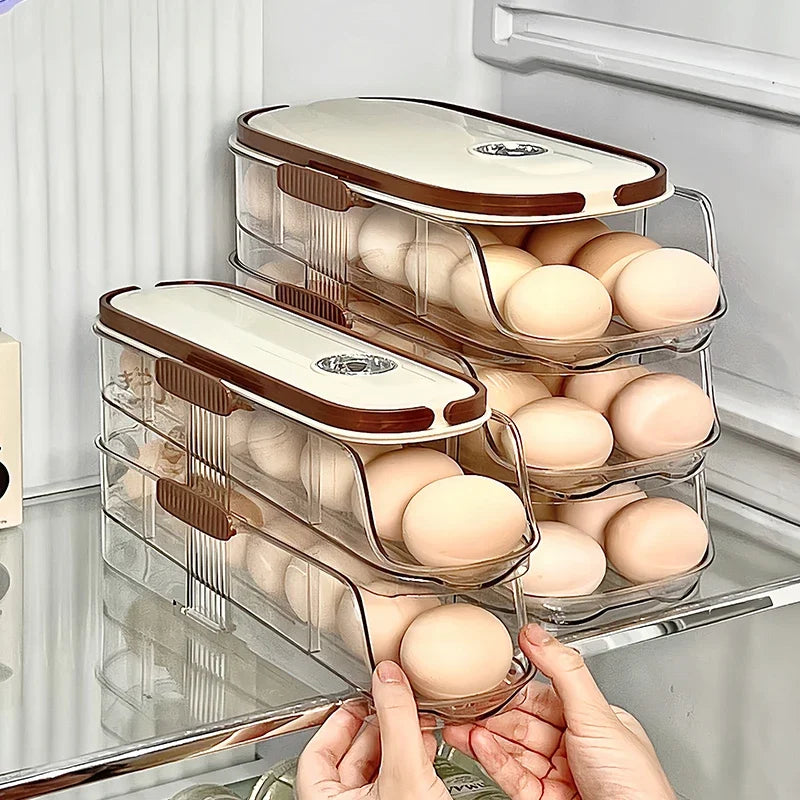Automatic Rolling Egg Storage Box – 1-Piece Handheld Refrigerator Side Door Egg Rack