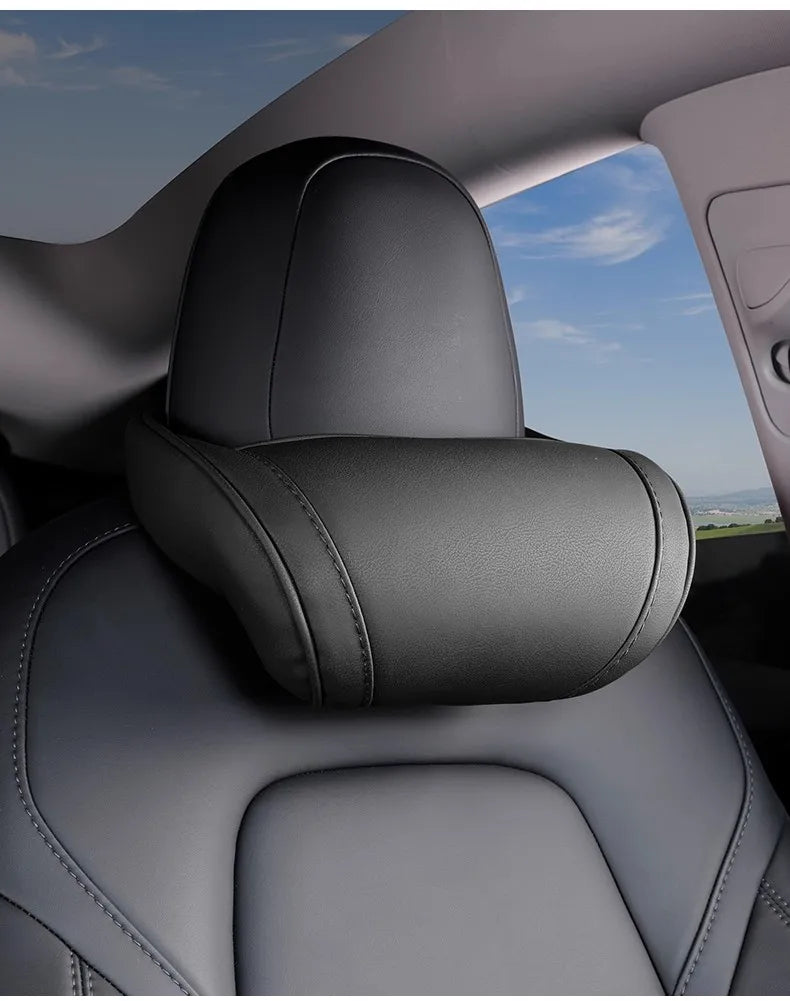 Memory Foam Car Neck Pillow for Tesla Model 3 Y X S PU Leather Headrest Support