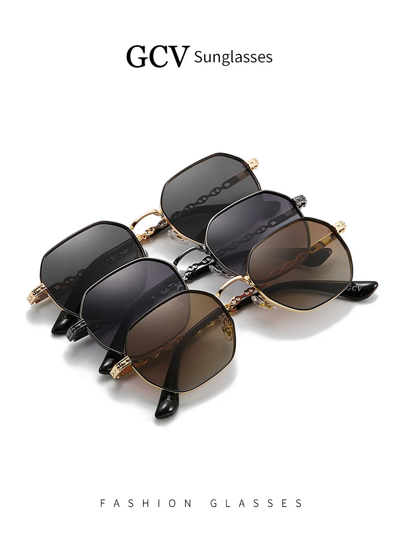 Retro Rectangle Women Polarized Sunglasses Metal Frame UV Protection Fashion Eyewear