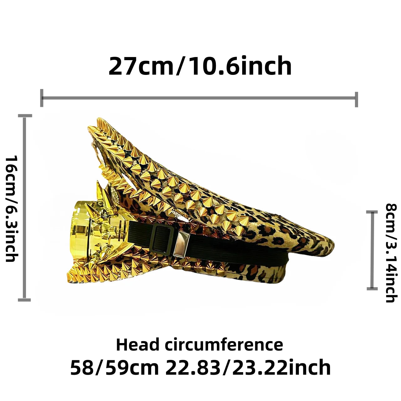Leopard Print Steampunk Captain Hat Punk Goggles Gold Music Festival Masquerade Military Cap Costume Cosplay Accessor Unisex