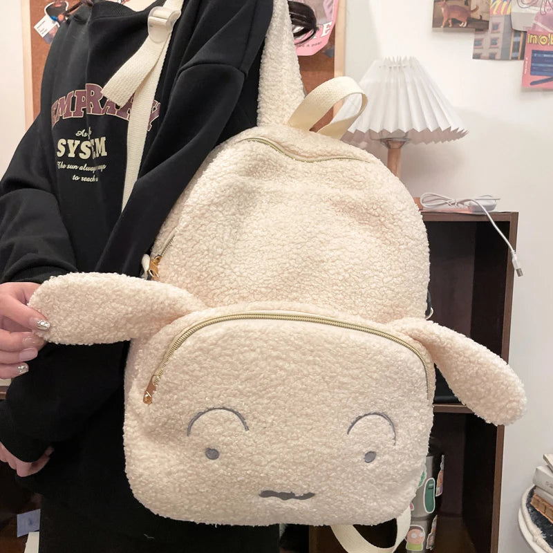 Cute Plush Pig Velvet Backpack Large Capacity Shoulder Bag