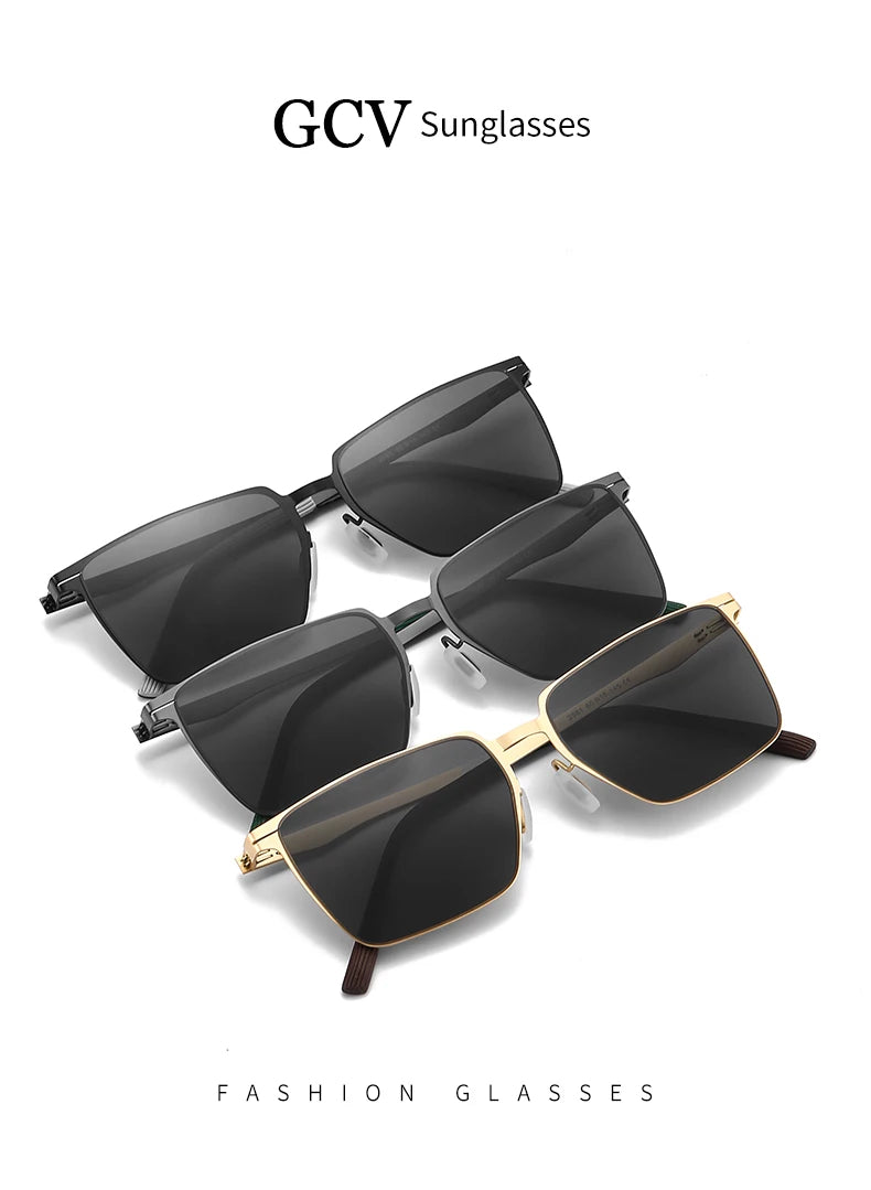 Aluminum Magnesium Polarized UV400 Rectangle Business Driving Sunglasses for Men Mirror Eyewear