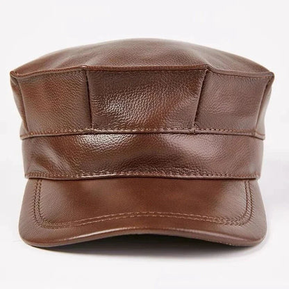 Winter Thermal Genuine Leather Hats Woman Cap Cadet Cap Man Military hat Cowhide Leather Cap